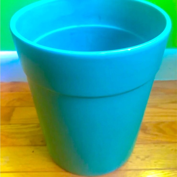 NEW RARE Rae Dunn Turquoise TOSS Trash Can - Picture 2 of 2